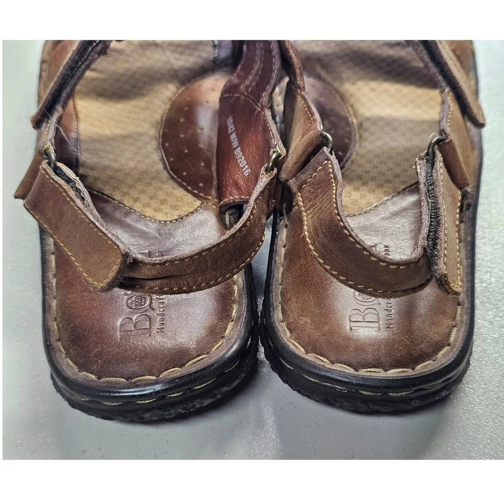 Born Mens Brown Leather Fisherman Sandals B92016 Size 10 Handcrafted Mexico